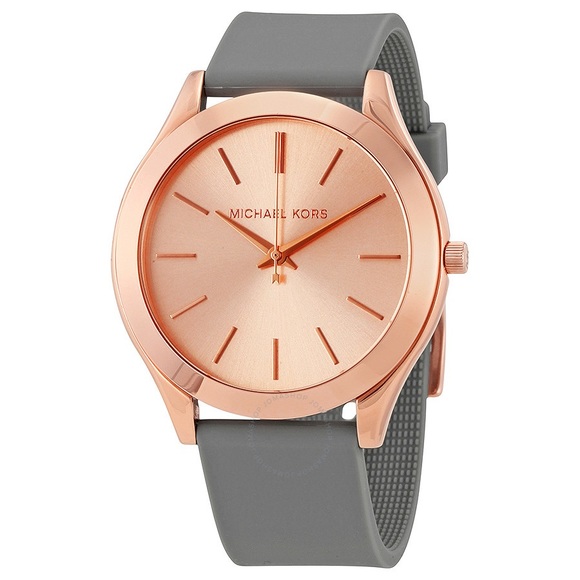 Michael Kors Women\'s Slim Runway Grey Rubber Watch